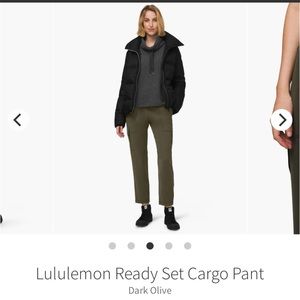Lululemon ready set cargo pant- dark olive green. Great condition!